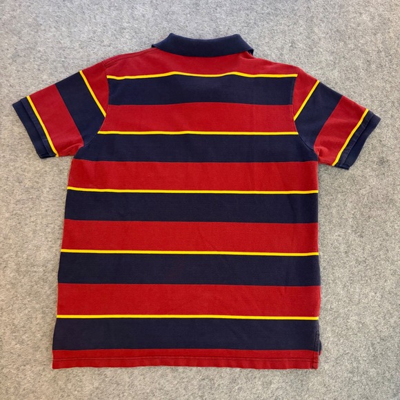 US Polo Assn Mens XL Polo Shirt Red Navy Blue Yellow Striped Short Sleeve - Picture 2 of 8